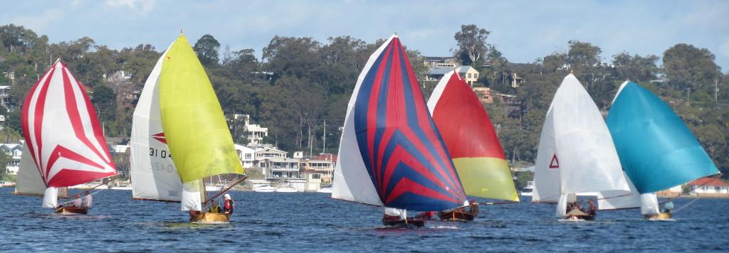 Kite run Race 4 (R) - (L) Wrecker, Miss Marlene, Uncle Fred - 24th Australian Historic 10ft Skiff Championship © Colin Gillespie